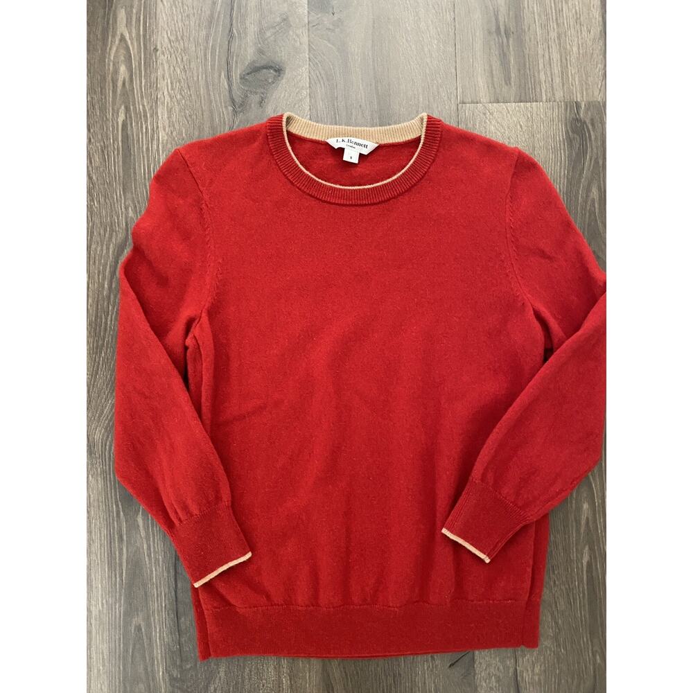 LK Bennett Red Taupe Wool Cashmere Blend Sweater Small